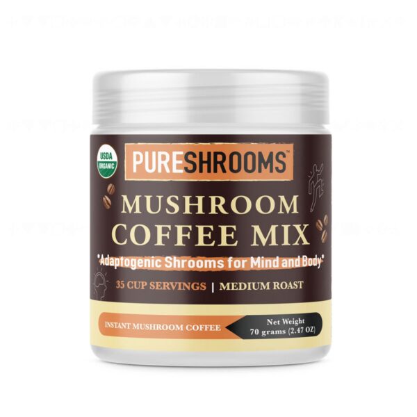 PureShrooms Organic Mushroom Coffee Mix - Adaptogenic Shrooms for Mind and Body. 35 CUP SERVINGS | MEDIUM ROAST